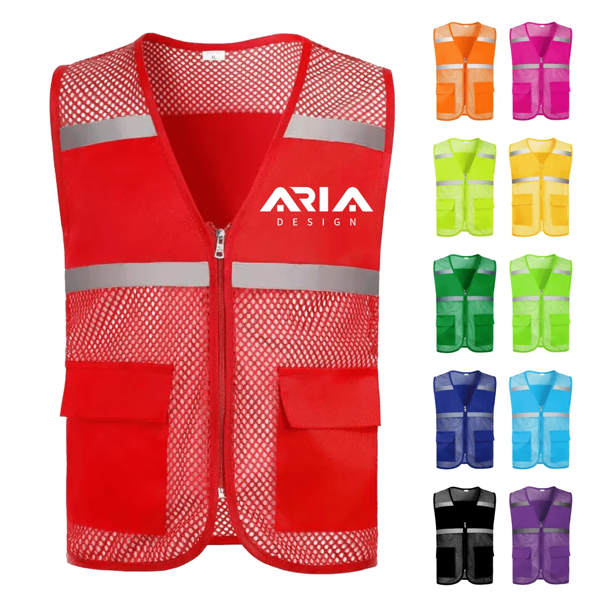 Pockets and Zipper Reflective Safety Vest 1