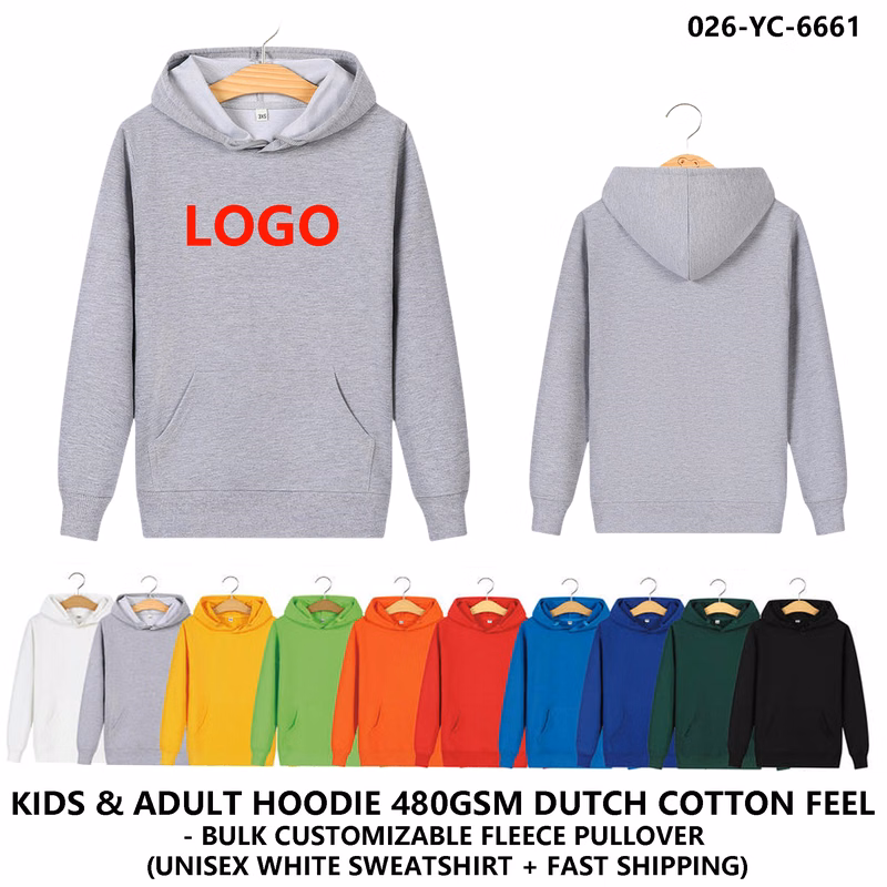 Kids Custom Logo Thin Dutch Cotton Pullover Hoodie