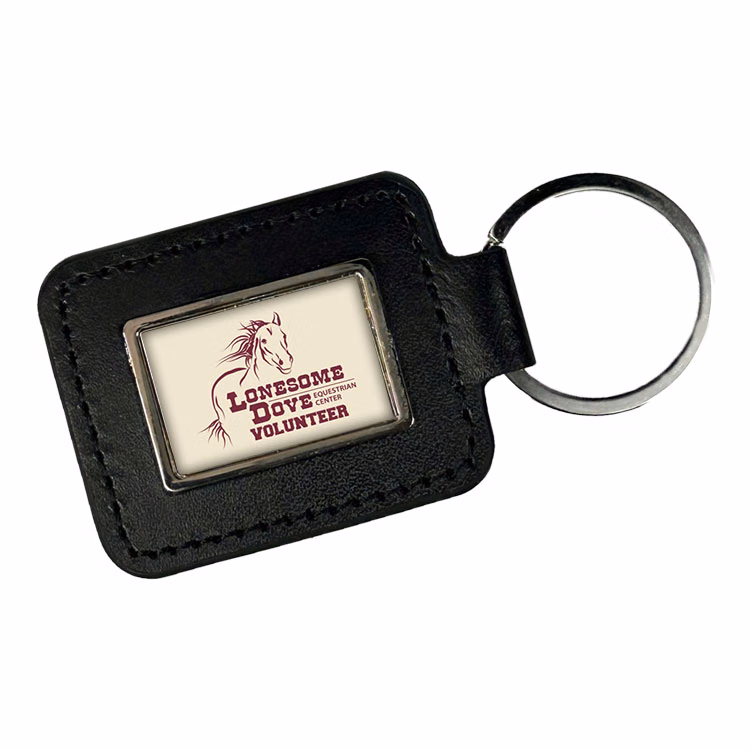 Black Leather Key Tag with Silver Accent