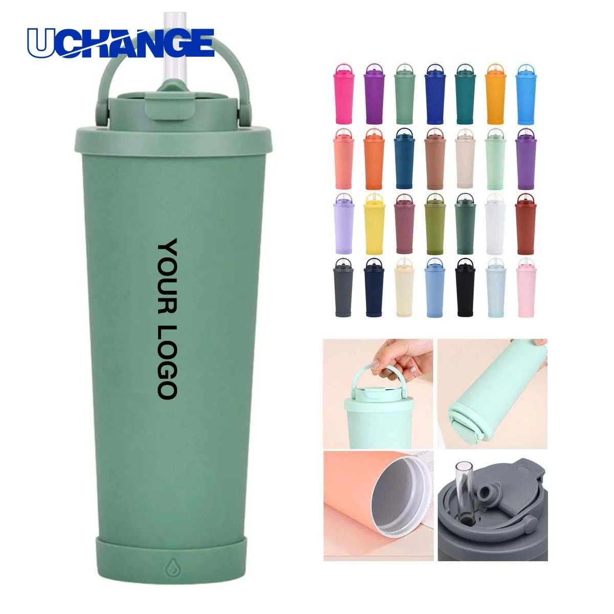28 oz Stainless Steel Milk Tea Cup Drinkware Dual Drinking 1