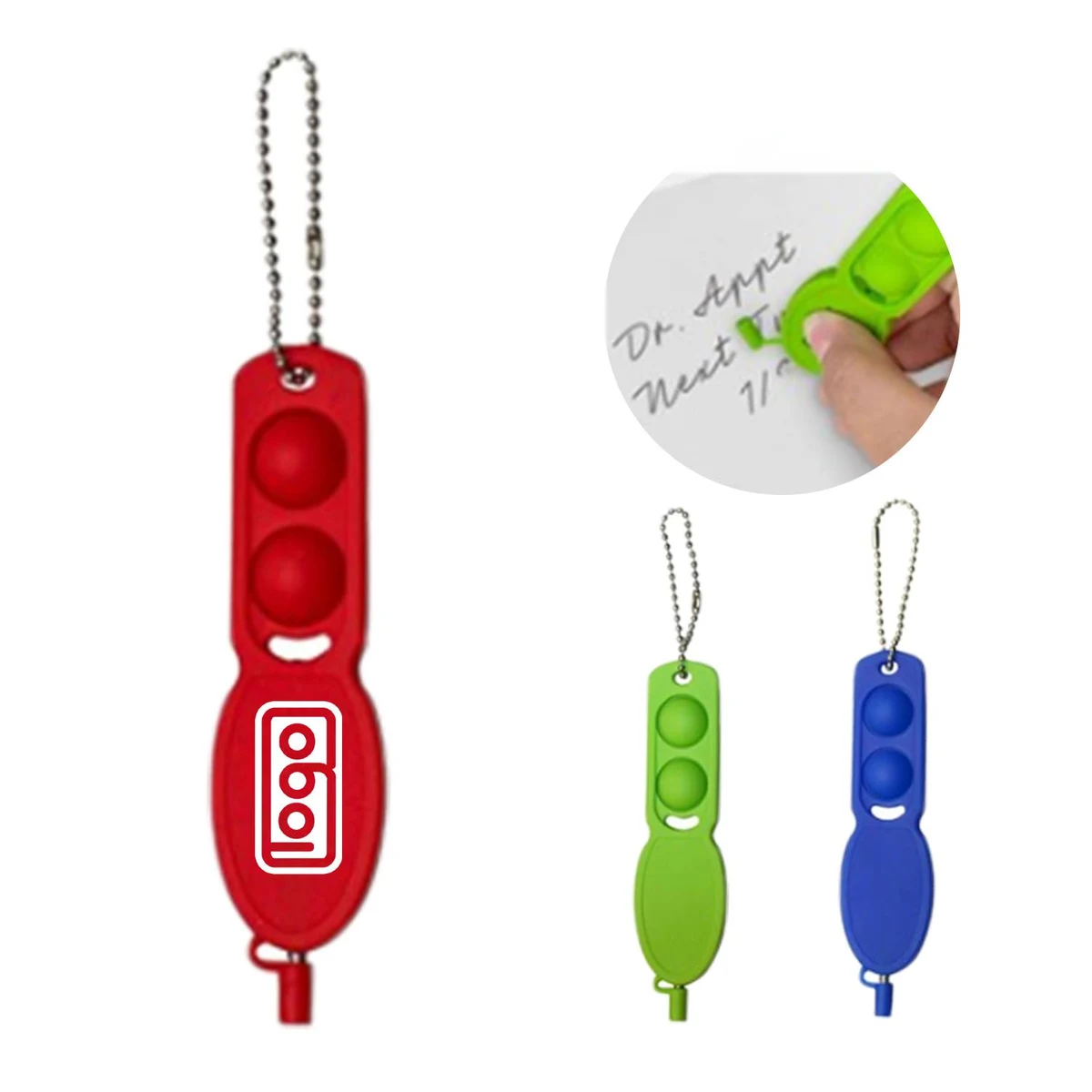 Pop Push Bubble Fidget Keychain Ballpoint Pen, custom pen with logo imprint 1