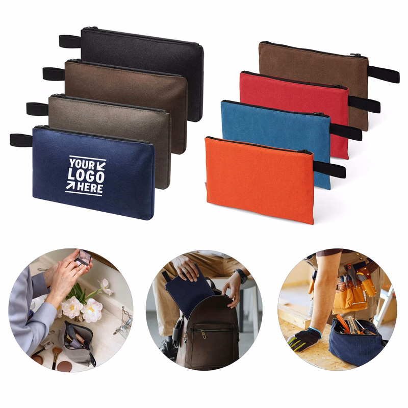 16 OZ Heavy Duty Canvas Tool Small Zipper Pouch Multipurpose Utility Bag