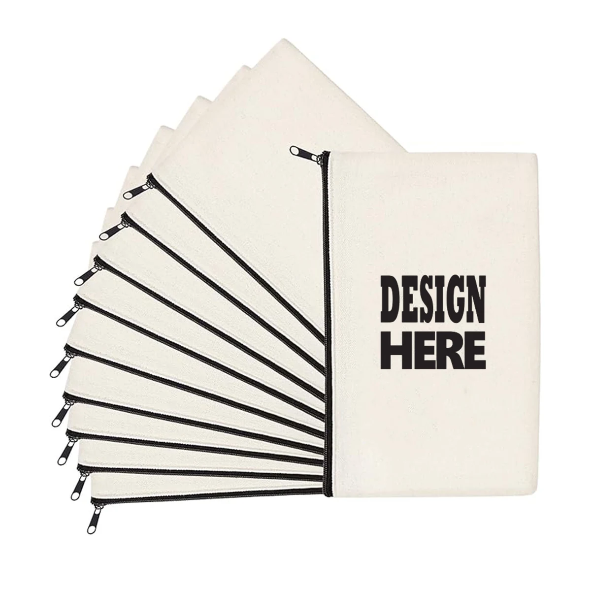 Customizable Zipper Blank Canvas Bag, custom tote bag with logo imprint 1