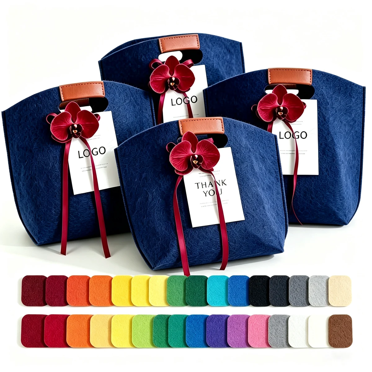 Leather Handle Felt Gift Bag 1