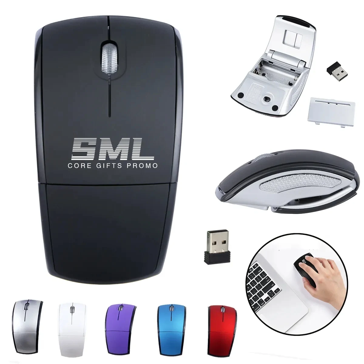 Portable Folding Bluetooth Optical Mouse with USB Receiver 1