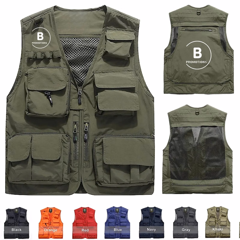 Casual Outdoor Safari Fishing Vest Jacket with Multi Pockets