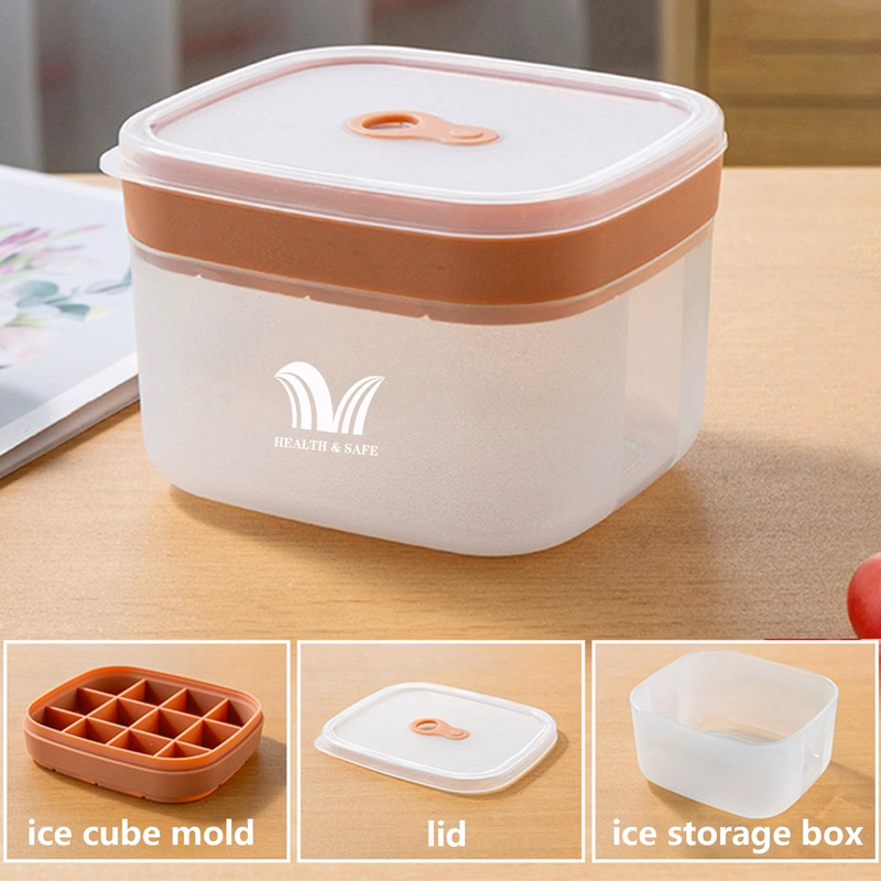 2 in 1 Silicone Ice Cube Tray w/ Storage Box