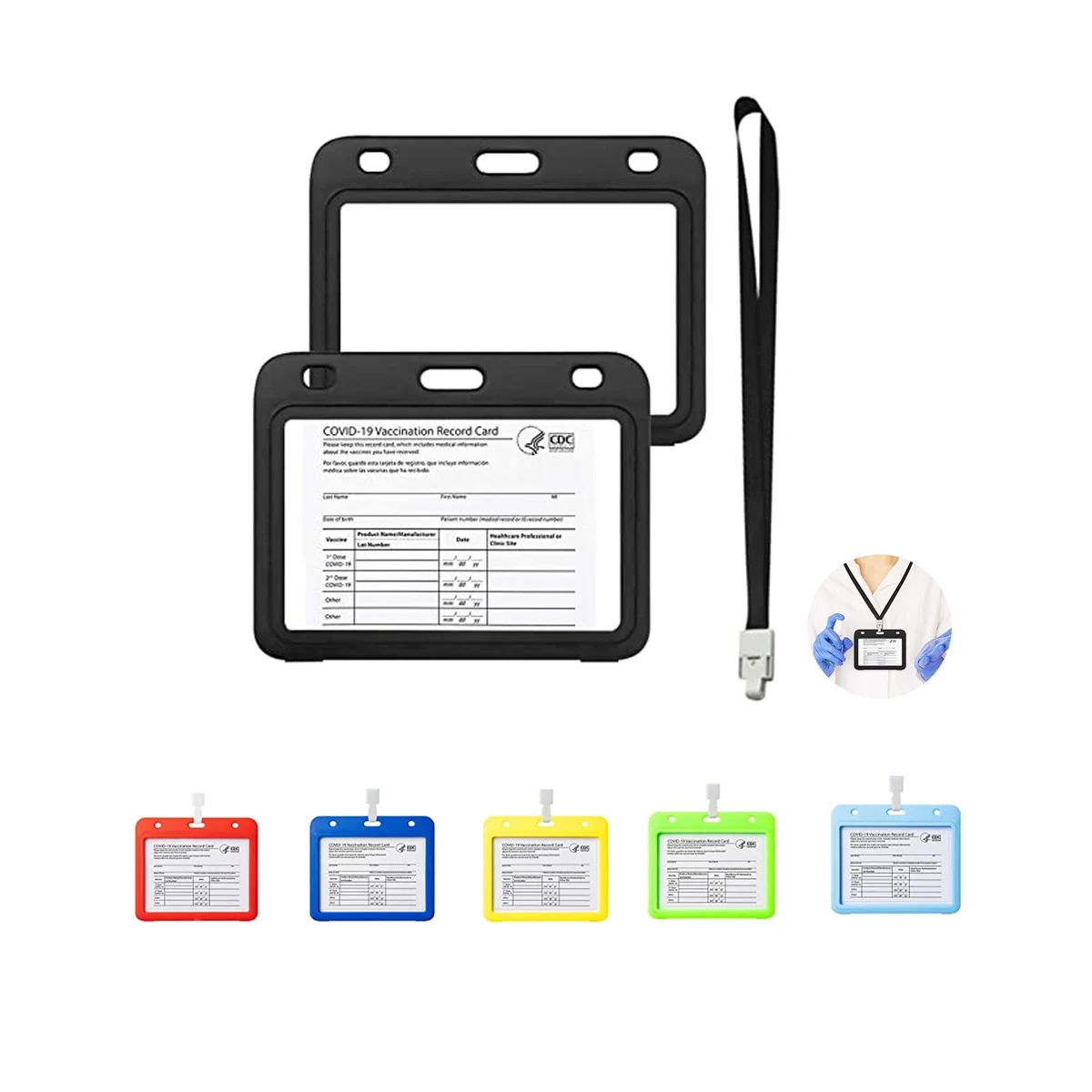 CDC Vaccination Card Holder with Lanyard 1