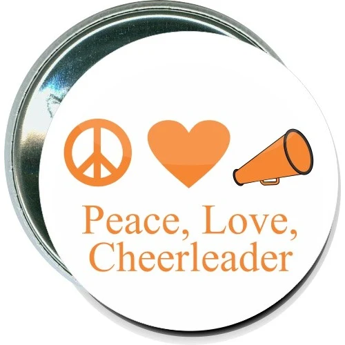 Peace, Love, Cheerleader, Cheerleading Button 1