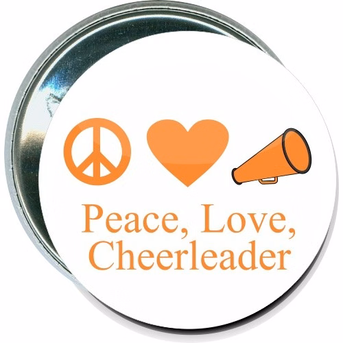 Peace, Love, Cheerleader, Cheerleading Button
