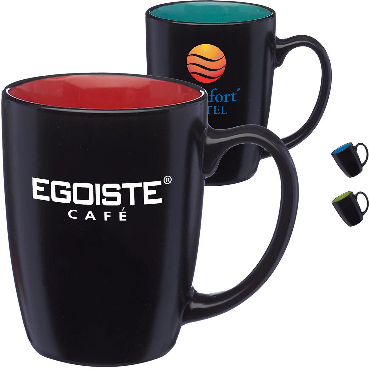 12 oz Two-Tone Black ceramic Coffee Mug w/ Custom Imprint 1