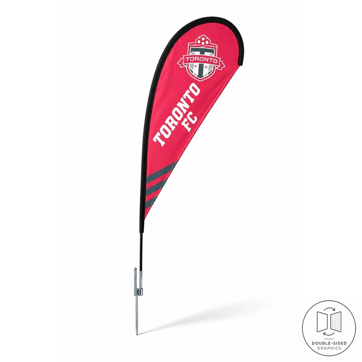 7.5' X-Small Tear Drop Flag Kit, Full Color Graphics Double Sided, Outdoor Spike base & Bag Included 1