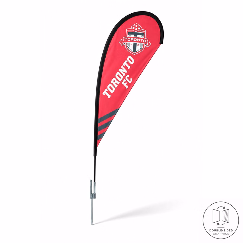 7.5' X-Small Tear Drop Flag Kit, Full Color Graphics Double Sided, Outdoor Spike base & Bag Included