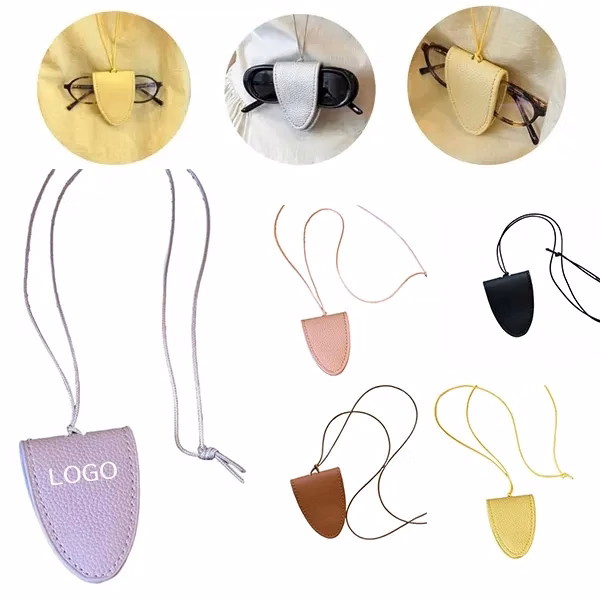 PU Leather Magnetic Sunglasses Holder with Neck Hanging