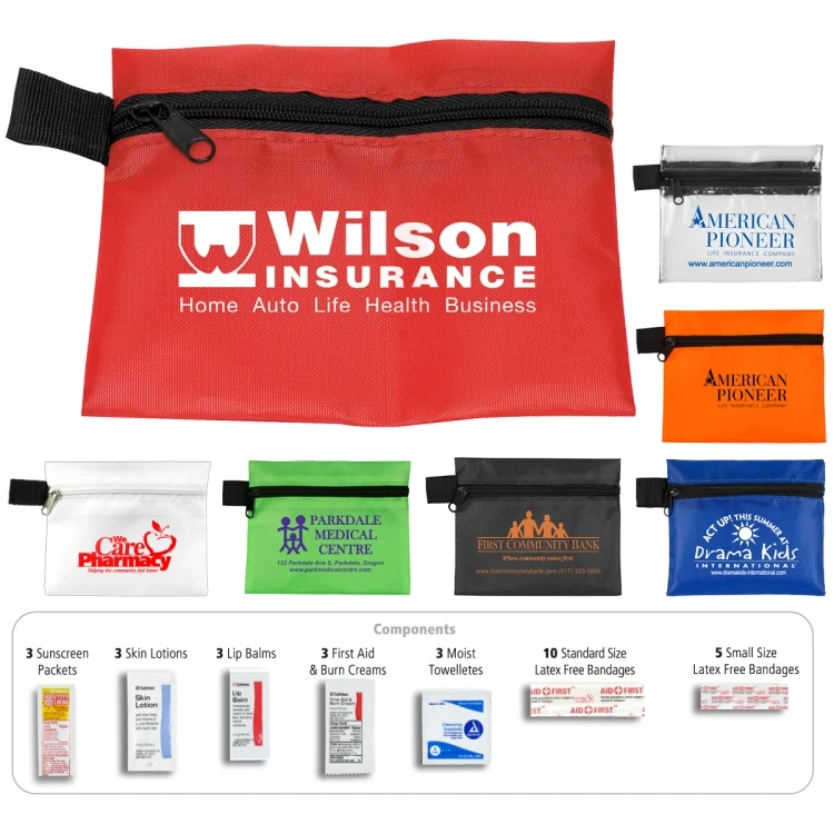 "LAZY DAY" 31 Piece Advanced First Aid Sun and Outdoors Kit in Zipper pack Components 1