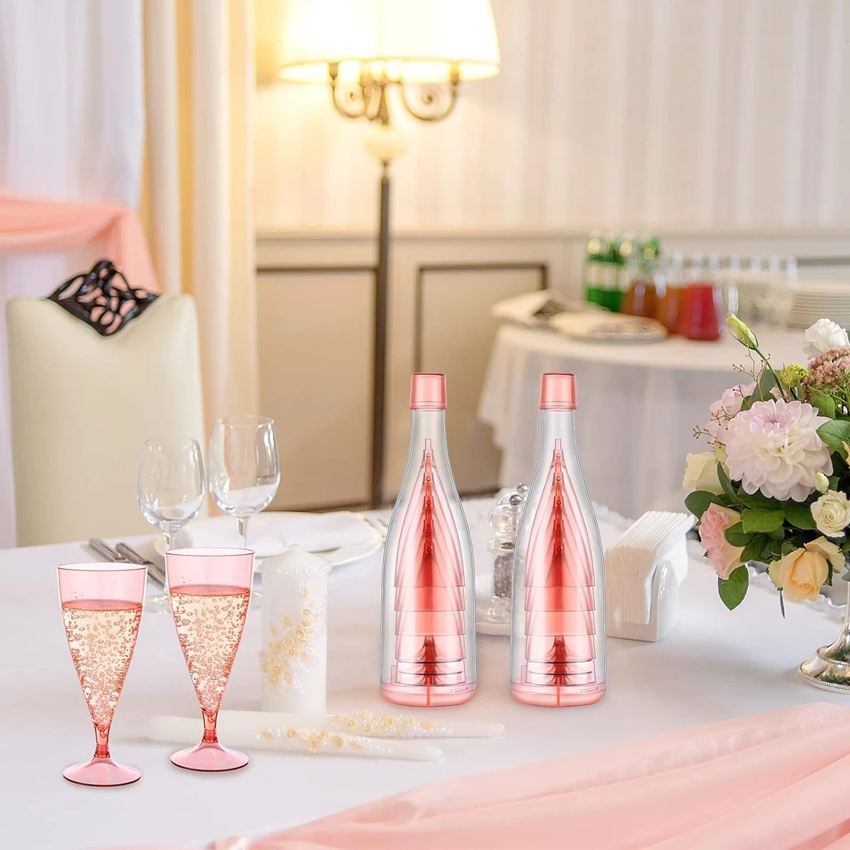 Champagne Flute Wine Glasses with Storage Bottle 1