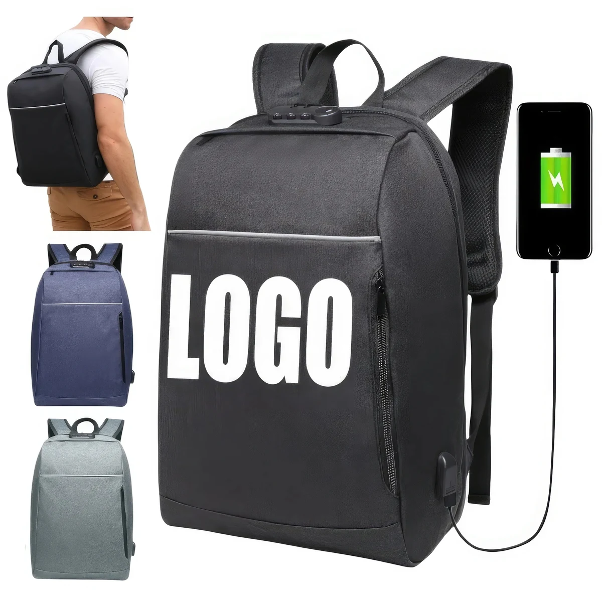 Business School Travel Laptop Backpack with USB Port 1