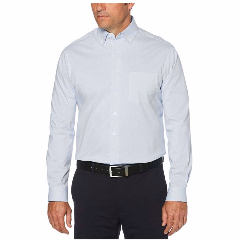 PERRY ELLIS® Mini Grid Woven Men's Button-Down Dress Shirt with Custom Logo