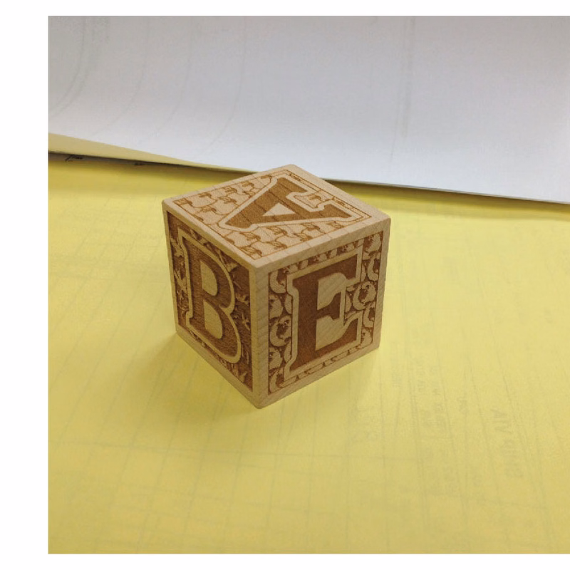 1-3/4" Wooden Cube with FIVE faces lasered