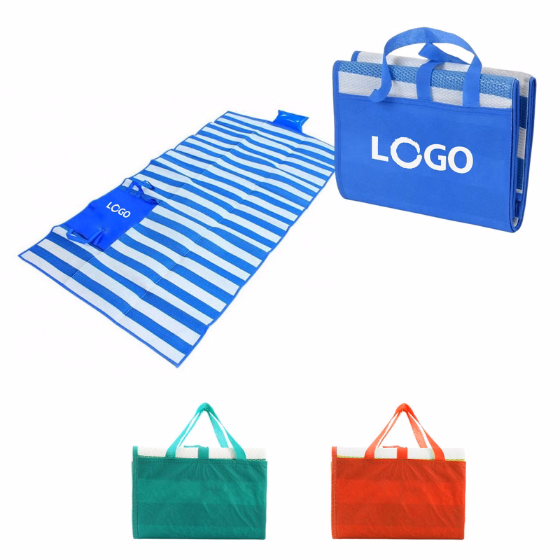 Folding Picnic Beach Mat W/Inflatable Pillow