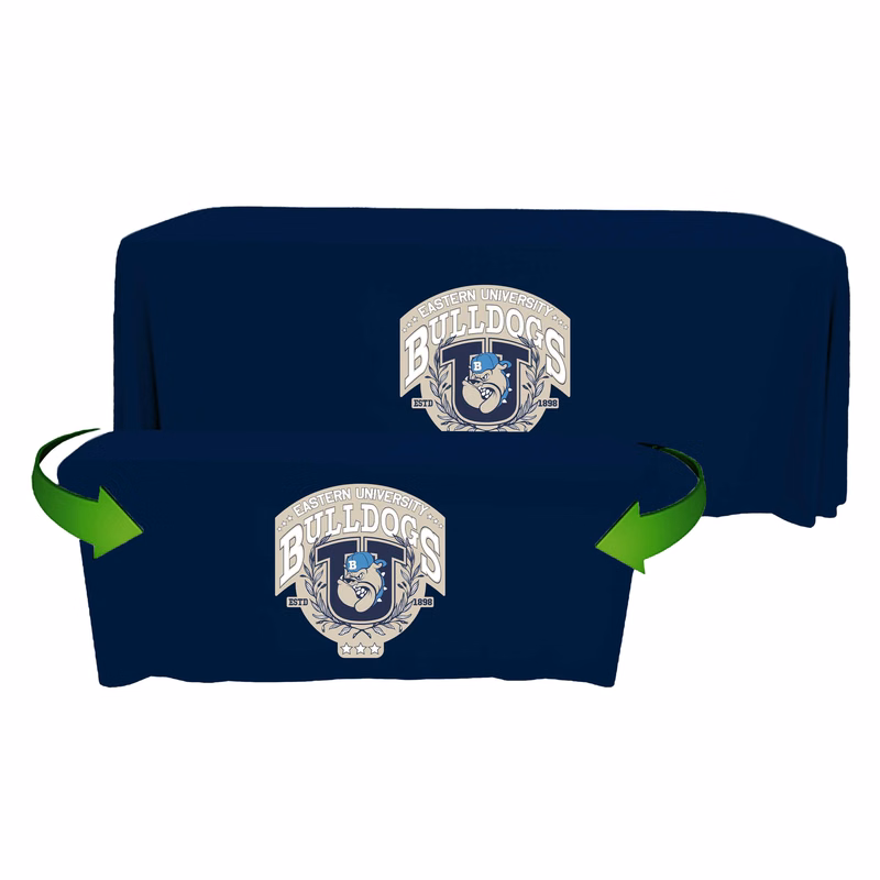 8 ft. to 6 ft. Convertible Throw PolyPoplin Table Cover (Full Color Logo)