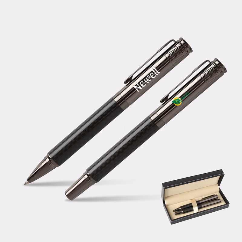 TiTUS® Metal Carbon Fiber Pen Set – Ballpoint & Rollerball Duo with Gift Box