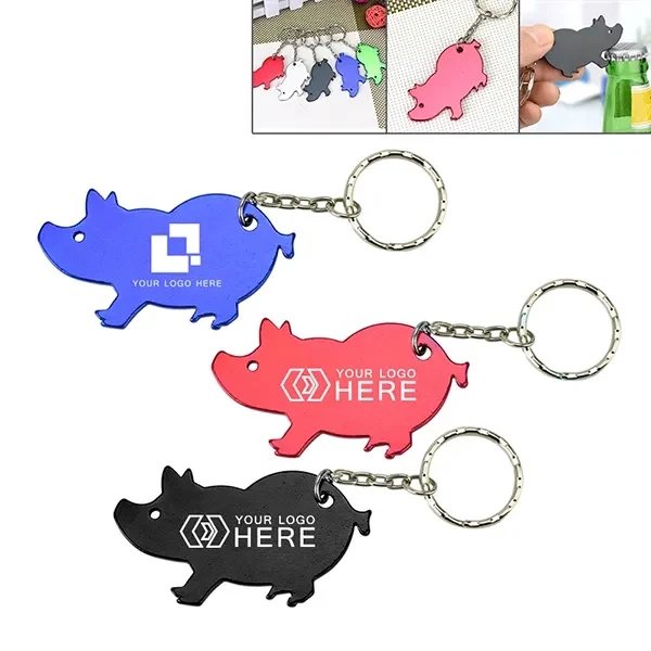 Custom Pig Shape Bottle Opener Keychains 1