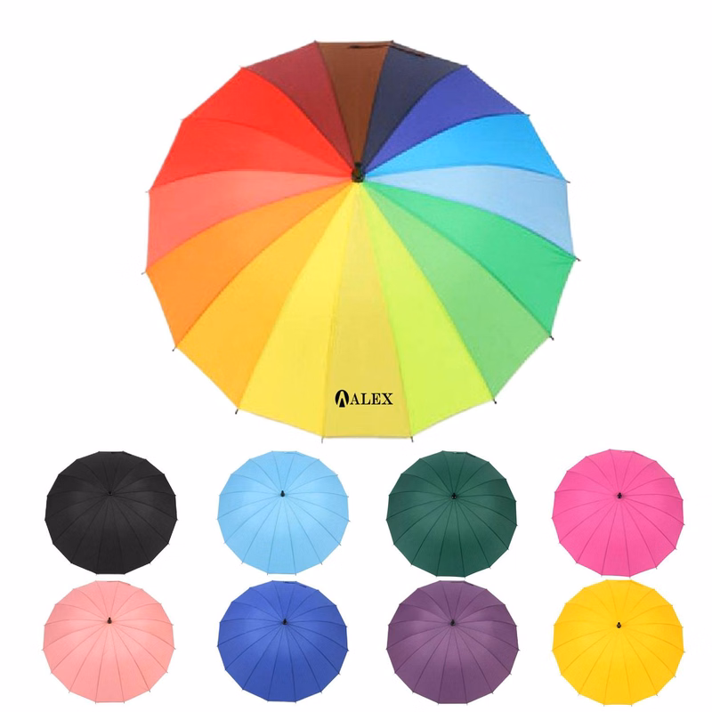 Large Ergonomic Auto Open 16 Rib Stick Umbrella