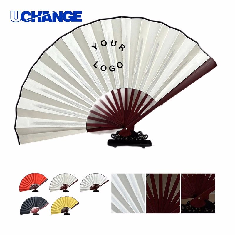 Large Folding Hand Fan with Wooden Frame