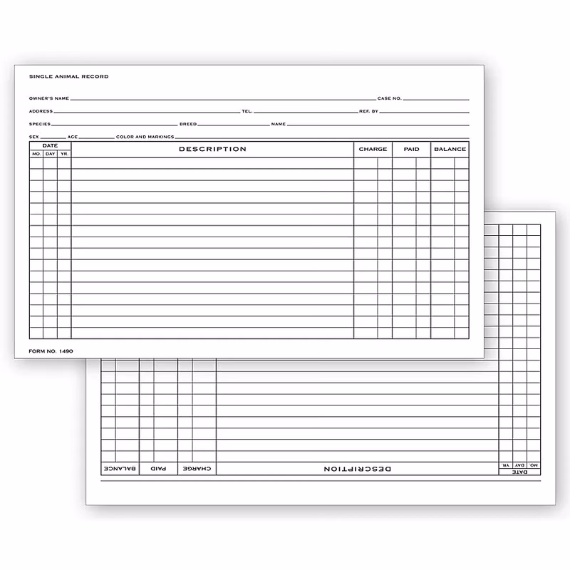 Records - Vet Single Animal Exam forms