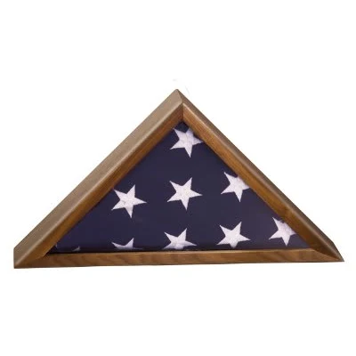 16 1/4" x 8 1/4" Walnut Piano Finish Flag Display Case 1