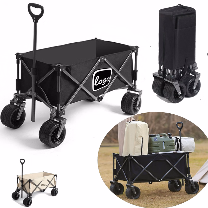 150L Portable 4 Large Wheels Foldable Wagon Hand Truck Cart Trolley For Camping