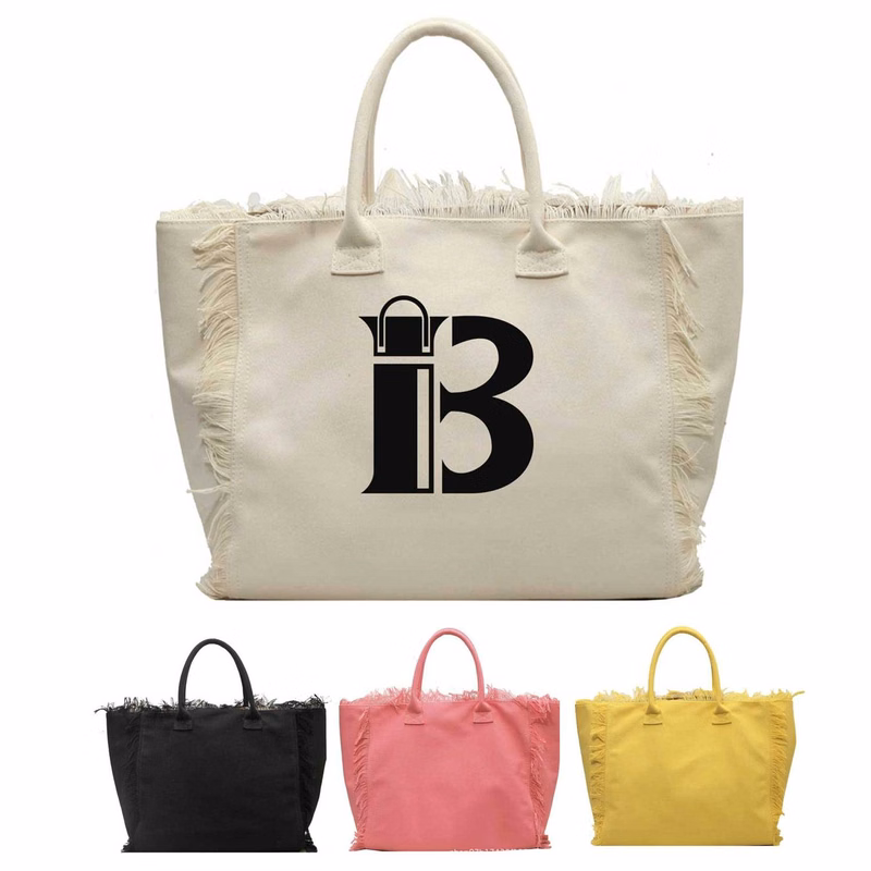 Boho Tassel Tote - Oversized Solid Canvas Shoulder Bag