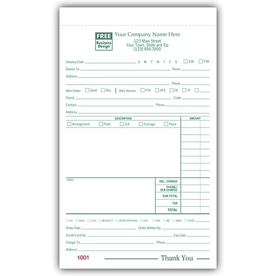 Floral Order Taker, Large, Carbonless 1