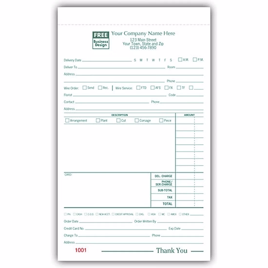 Floral Order Taker, Large, Carbonless