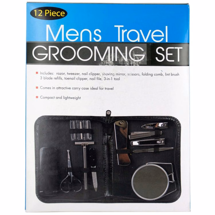 Men's Travel Grooming Sets - Black 12-Piece