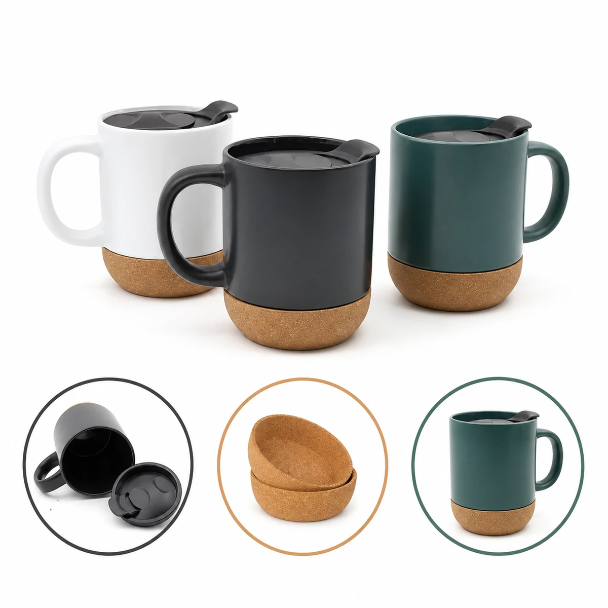 Removable Wood Base Ceramic Mug 1
