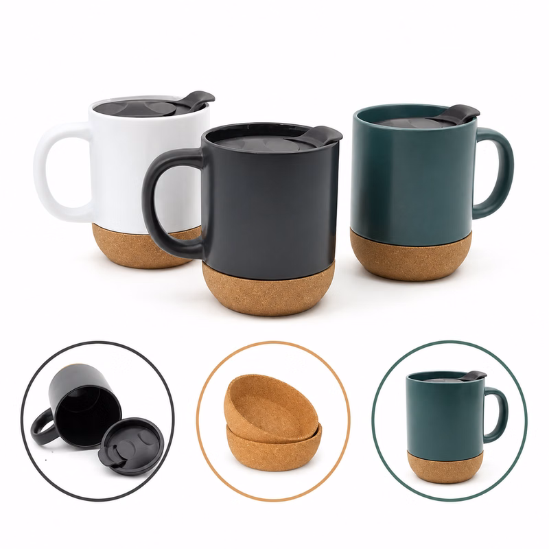 Removable Wood Base Ceramic Mug