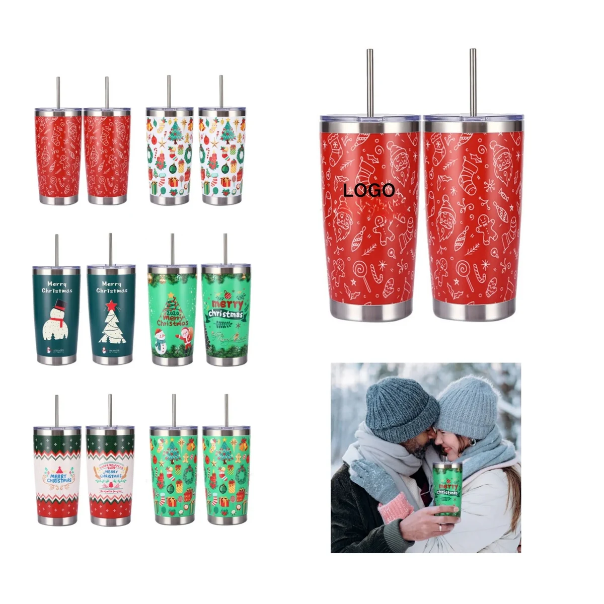 Double-Layer Ice Cup 20oz Stainless Steel Spray-Coated Custo 1