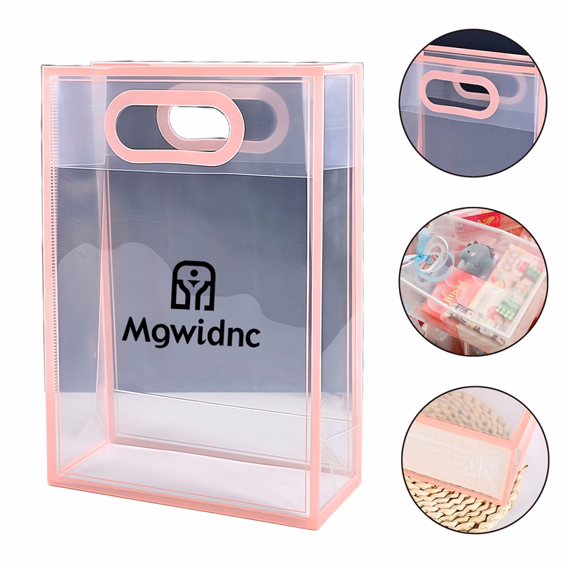 Pink Gift Bag Cosmetic Bag Wedding Favor Bag Handy Plastic Tote Durable Reusable Waterproof