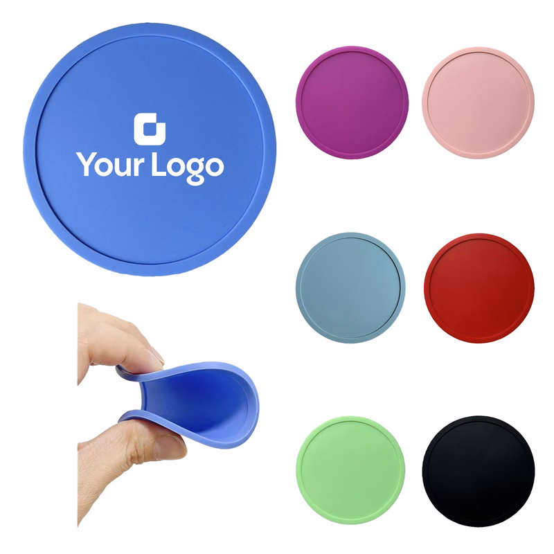 Custom Round Silicone Coasters Heat Resistant Non-Slip Gift
