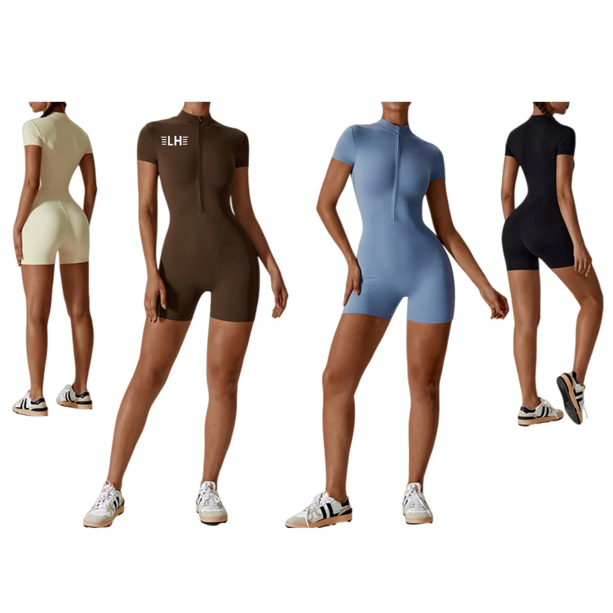 Women Short Sleeve Workout Jumpsuit 1