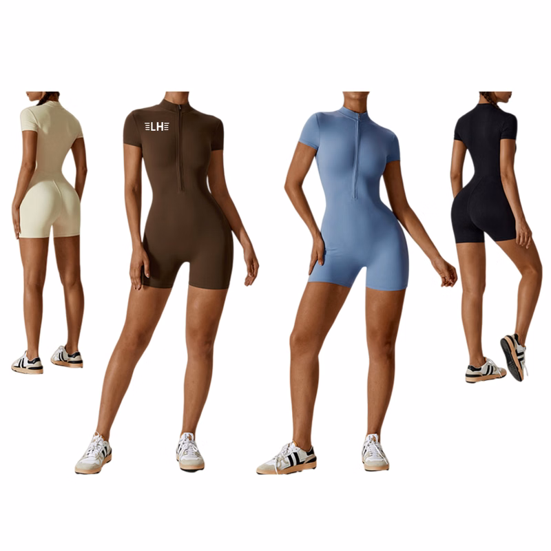 Women Short Sleeve Workout Jumpsuit