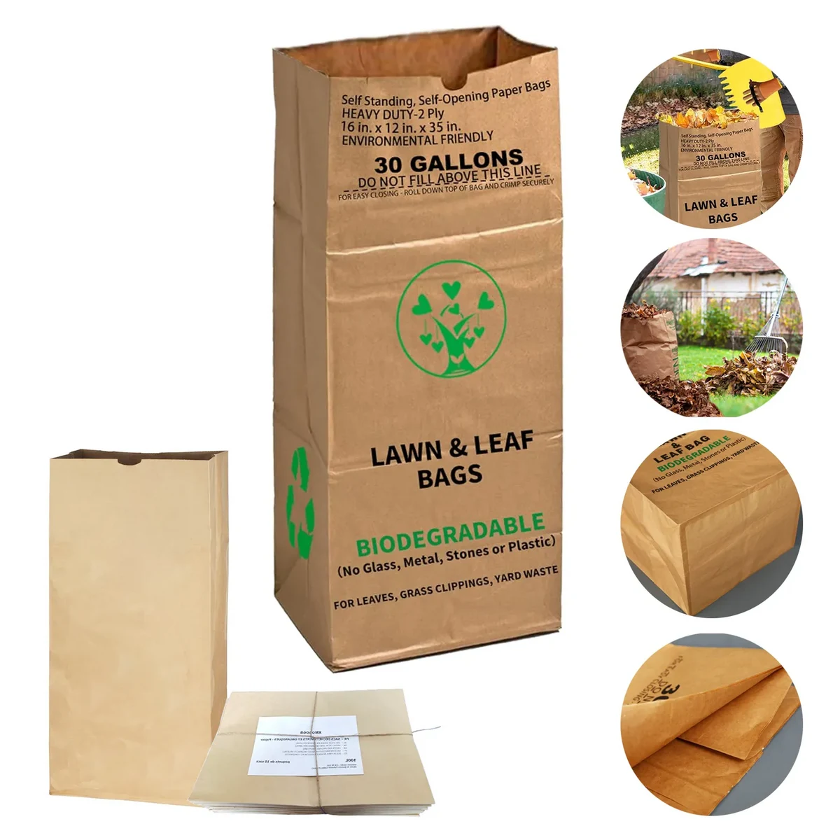 2-Ply Heavy Duty Biodegradable recyclable Kraft Paper Bags 1