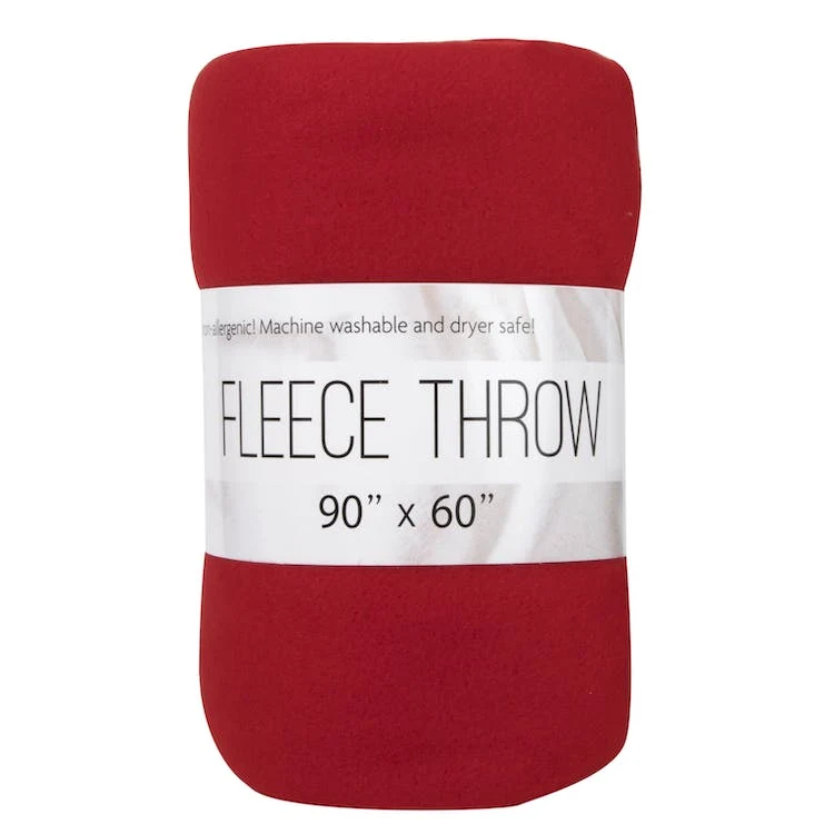 Twin Throw Blankets - Fleece Red 80" x 60" 1