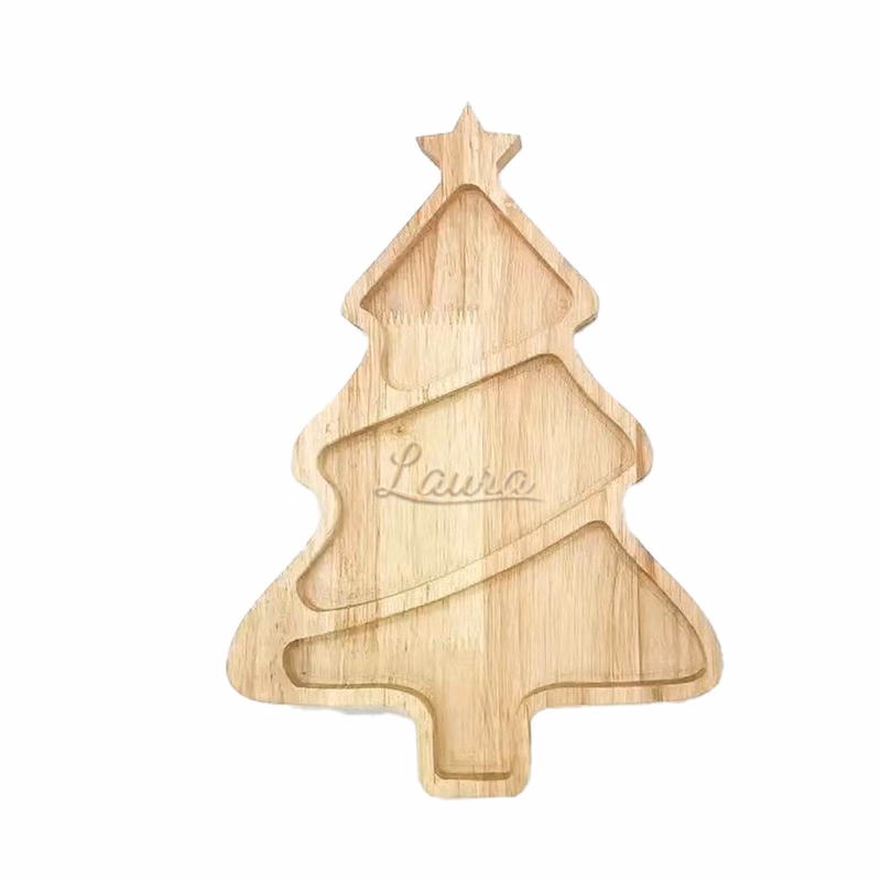 Wooden Christmas Tree Serving Tray