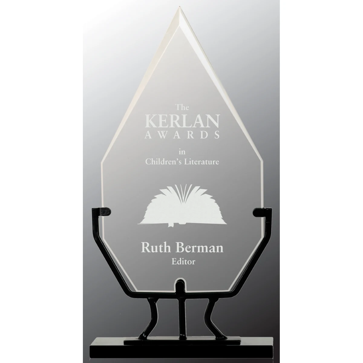 10 1/2" Diamond Vintage Glass Award with Iron Base 1