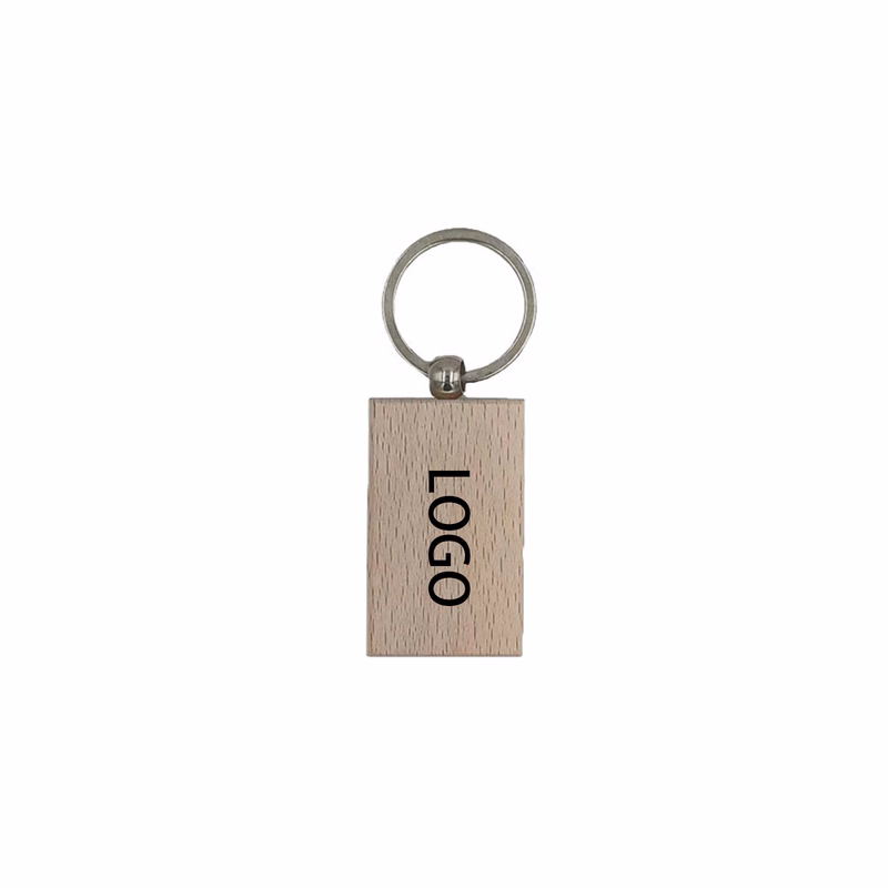Rectangular wooden key chain