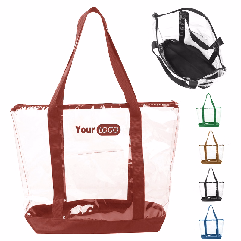 Pvc Transparent Tote Bag With Colorful Strap Options ?C Practical And Stylish
