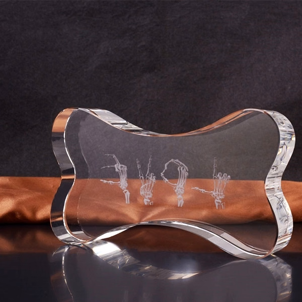 Bone Shape 3d Laser Crystal Trophy